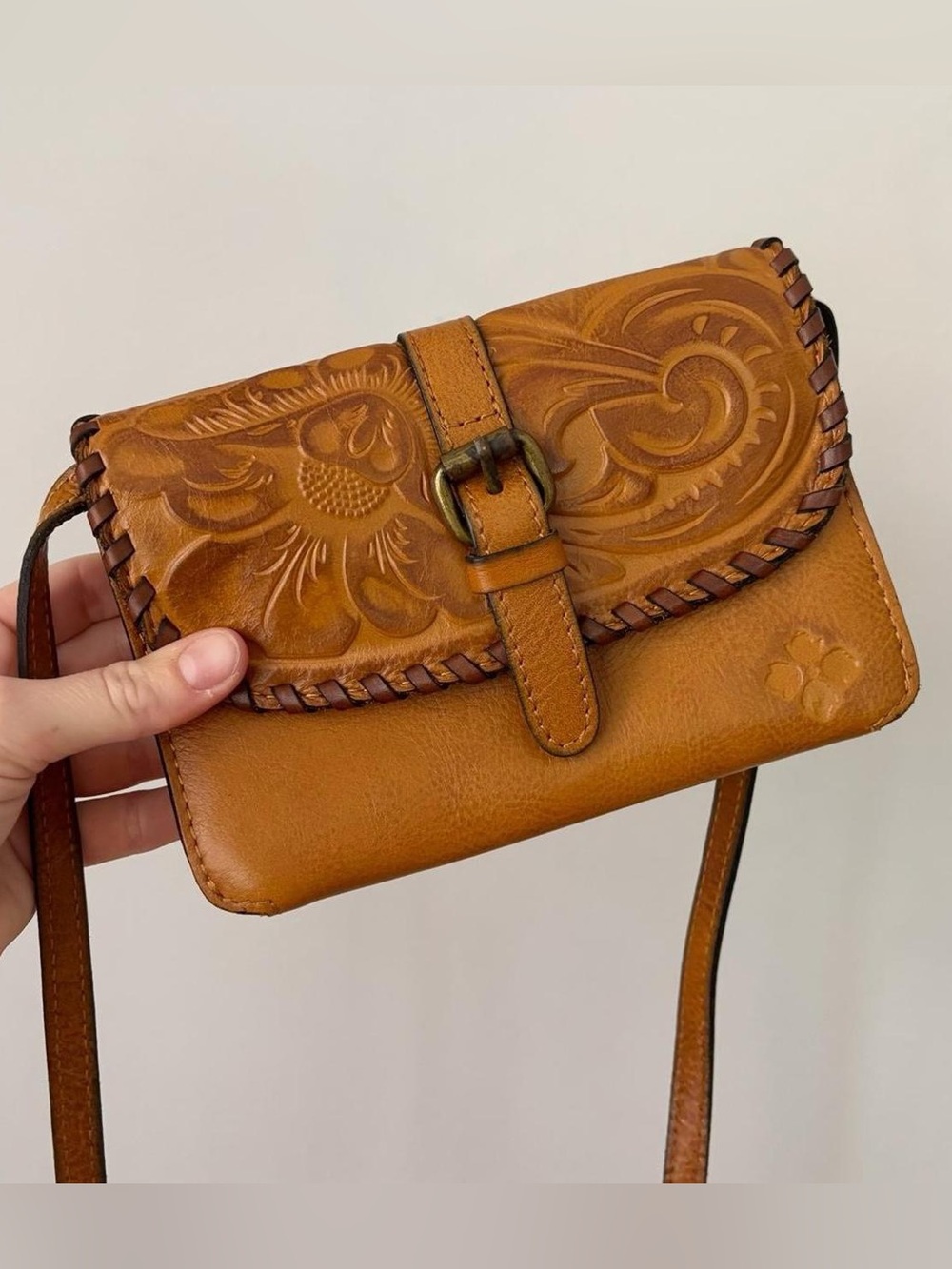 Patricia Nash boho embossed leather crossbody mini purse